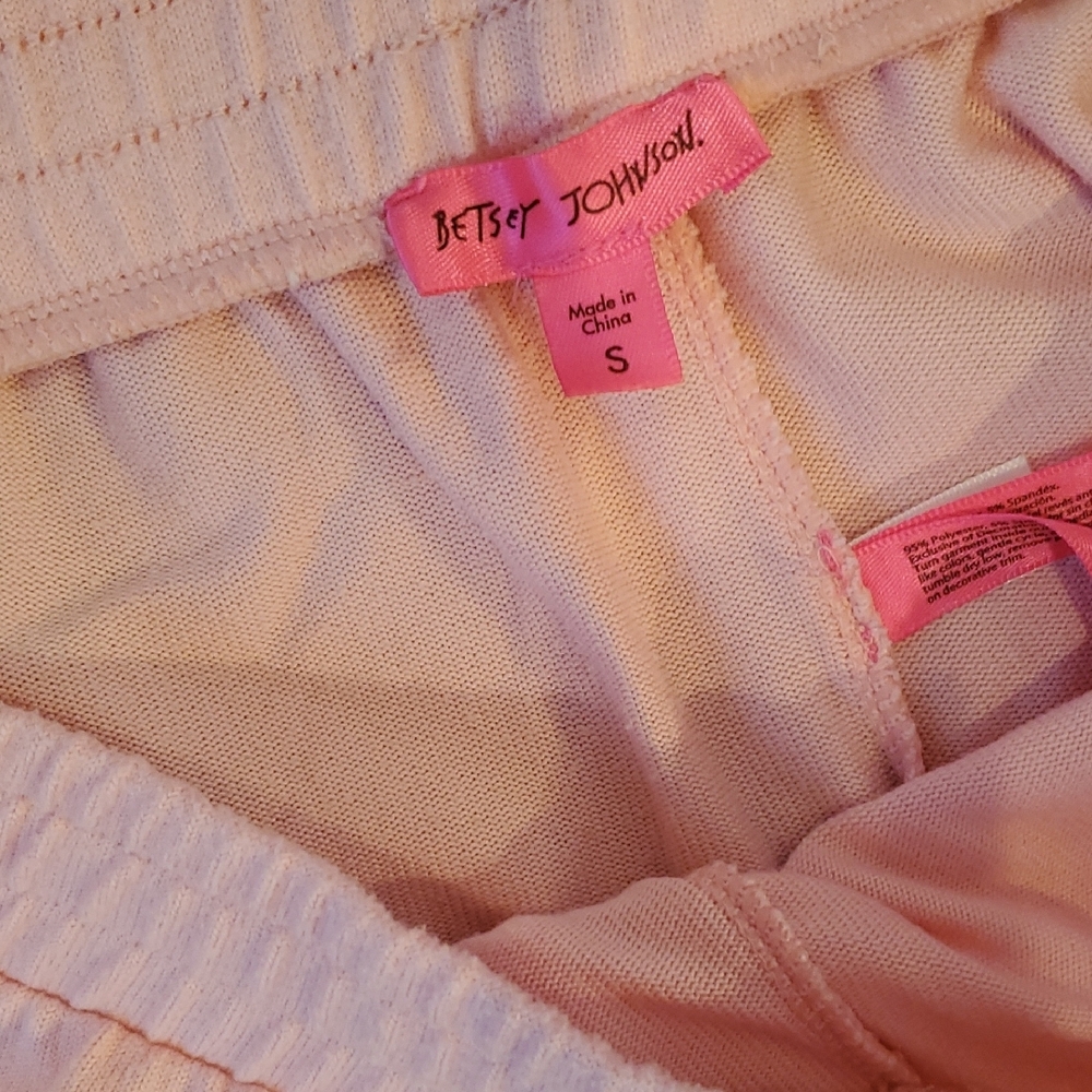 Betsey Johnson Pink Pajama Set with Red Hearts - Picture 7 of 9